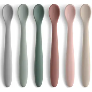 6-Piece Silicone Feeding Spoons, First Stage Infant Spoons, Soft-Tip Easy on Gums I Spoon| Infant Utensils Feeding Supplies, Dishwasher & Boil-proof