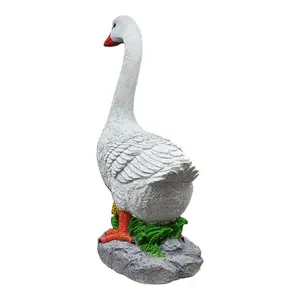 Porch Goose Statue Cygnus, Big Resin Garden Lawn Yard Décor, Sculpture, 20 inches High Figurine, Duck, Indoor and Outdoor, by GGTown TM