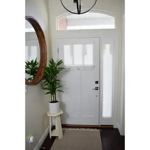 Off White Herringbone Small Front Door or Sidelight Curtains 1 panel