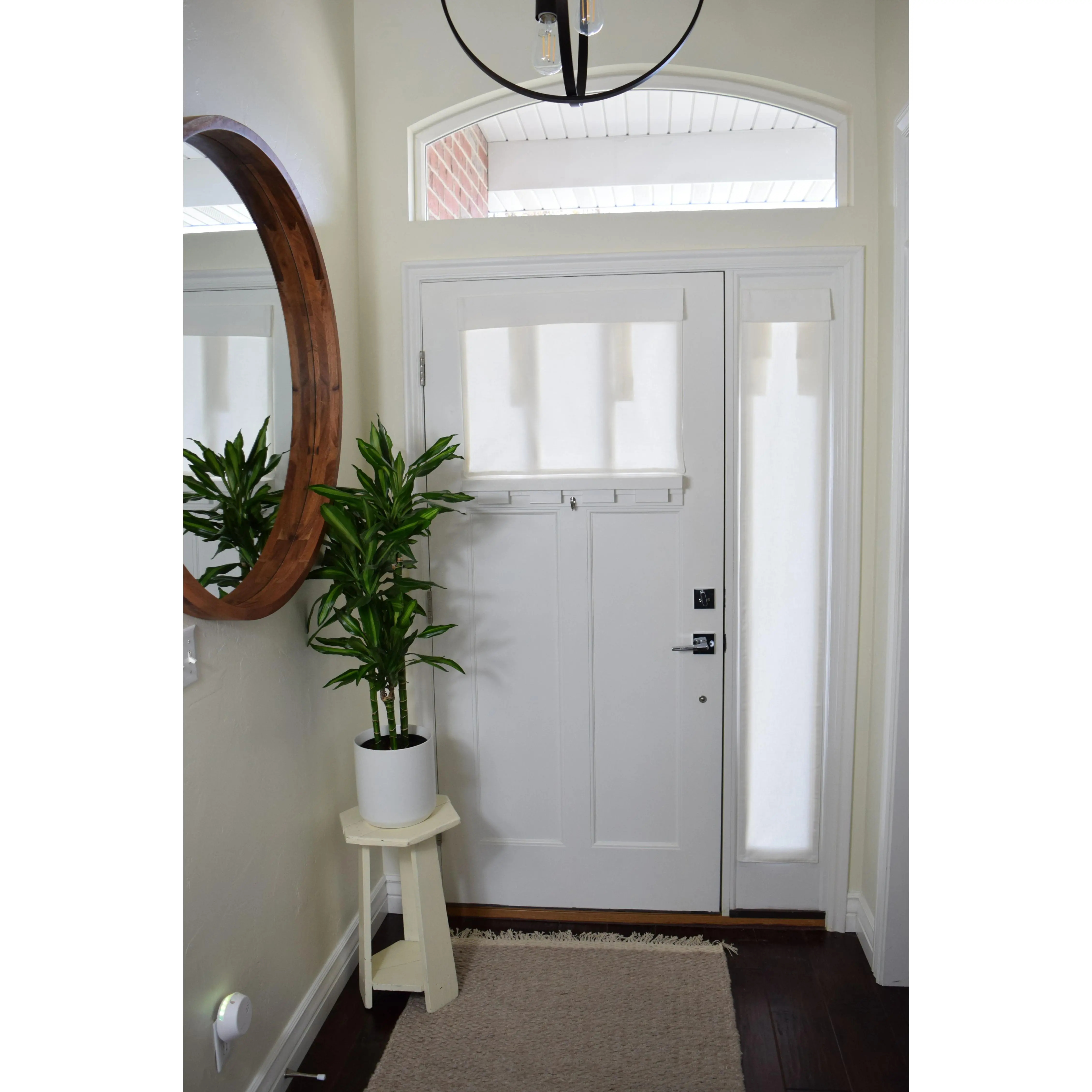 Off White Herringbone Small Front Door or Sidelight Curtains 1 panel