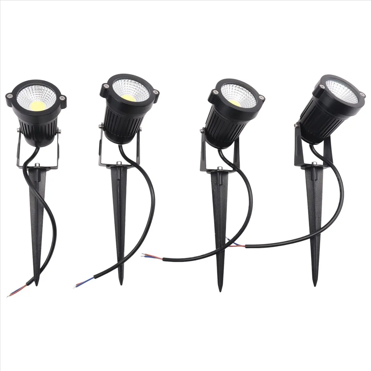 4-Pack Aluminum Body Outdoor LED Landscape Spot Lights (4 x Landscape Garden Lamp), Household Appliance Accessory, IP65 Rated, 12V DC Transformer Included, 120-Degree Beam Angle, 270-Degree Adjustable Head for Yard Pathway