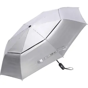 UPF 50+ UV Protection Travel Umbrella 42/46 Inch Windproof Silver Coating Sun Blocking Umbrella