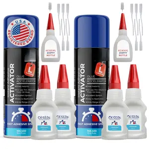 CA Glue with Activator (4 x 1.7 oz + 2 x 13.5 fl oz), Cyanoacrylate Glue and Activator, Super Glue with Activator, CA Glue and Accelerator (2 Pack)