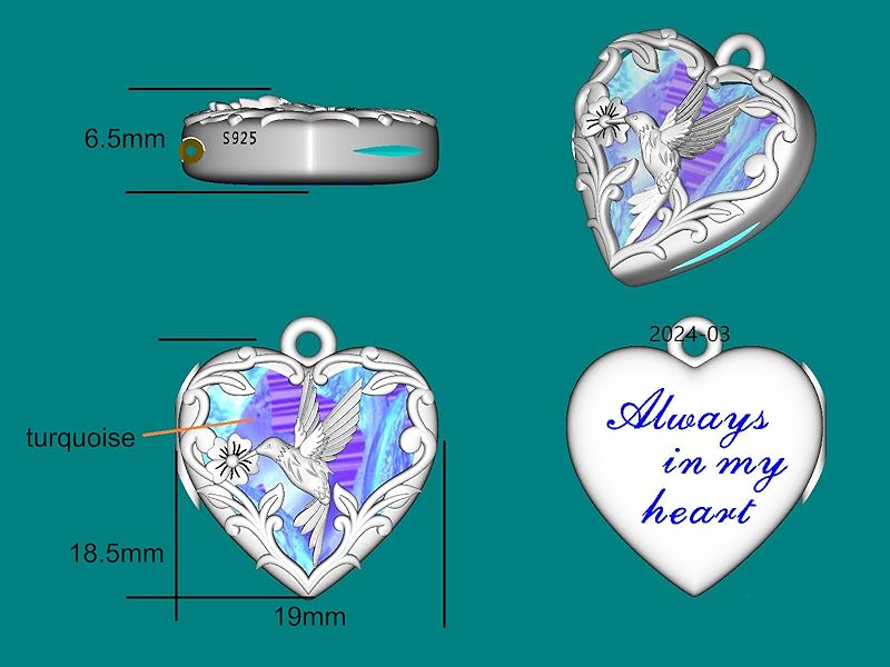 Hummingbird Locket Necklace That Holds 1 Picture 925 Sterling Silver Turquoise Heart Locket Pendant Personalized Photo Animal Jewelry Gifts for Women Grandma Hummingbird Locket Necklace That Holds 1 Picture 925 Sterling Silver Turquoise Heart Locket Pendant Personalized Photo Animal Jewelry Gifts for Women Grandma