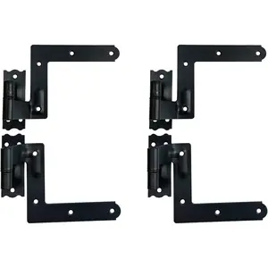 Blind Shutter Hinge for Wood Frame, Brick and Steel, 2-1/8" Offset, Powder Coated Matte Black, 4 Pack (2 Pair), Made in Taiwan