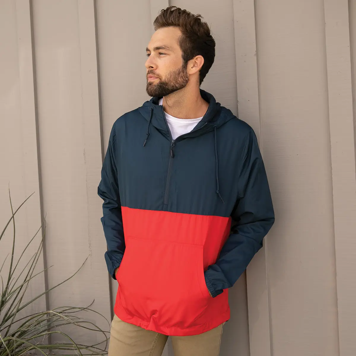 Packable Half Zip Windbreaker Lightweight Pullover Wind Jacket for Men