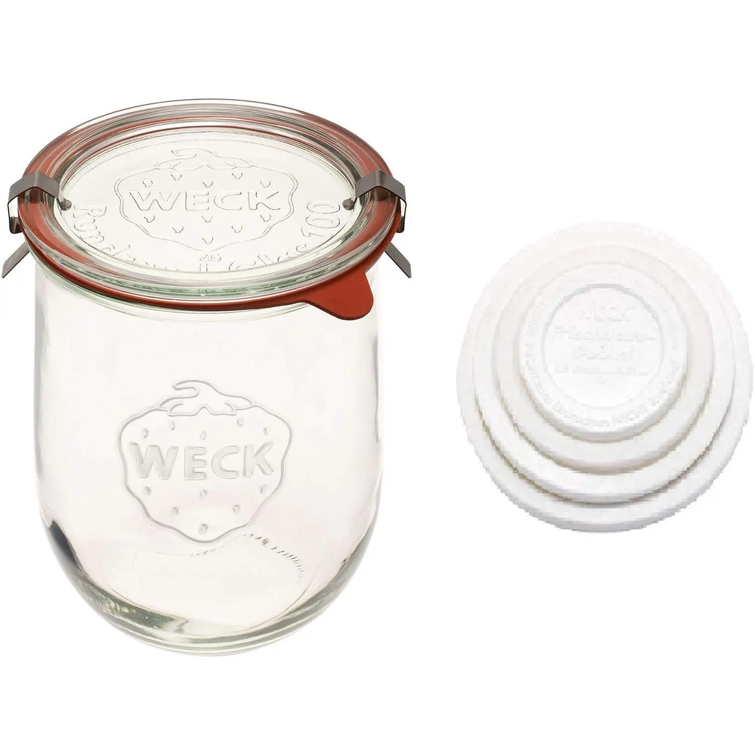 Weck - Large Glass Jars for Sourdough - Starter Jar with Glass Lid - Tulip Jar with Wide Mouth - Weck Jars 1 Liter Includes (Keep Fresh Cover)