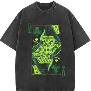 Queen of Clubs Shirt for St. Patrick's Day, Green St. Pats T Shirt, Retro Boho Vintage Graphic Tee, Fun Green Pub Crawl Tee Top Womenswear