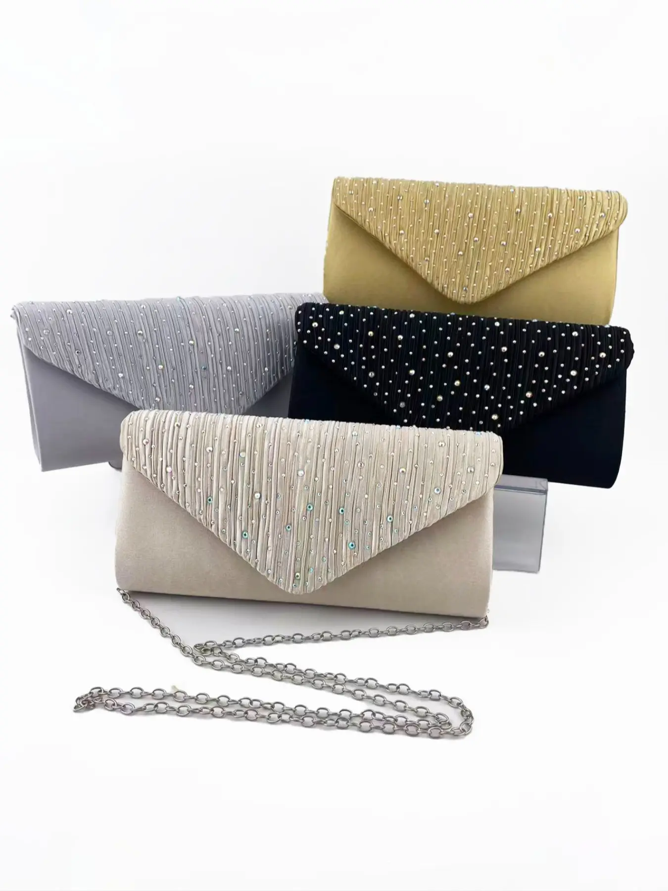 Women's Evening Bag with Colorful Rhinestone Cover, Glittery Fashion Clutch Bag, Small Cute Party Handbag, Evening Purse, Available in Four Colors, Perfect for Dates and Weddings, Evening Clutch Bag
