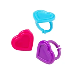 1" x 1" Bulk 144 Pc. Valentine's Day Heart-Shaped Plastic Rings