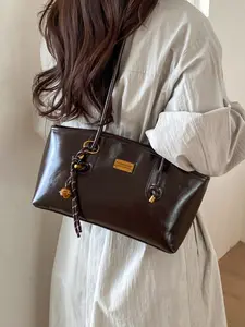 Women's Luxury Oil Leather Underarm Bag, Vintage Casual Fashion Shoulder Bag, Commuter Crossbody Bag, High-End Unique Style