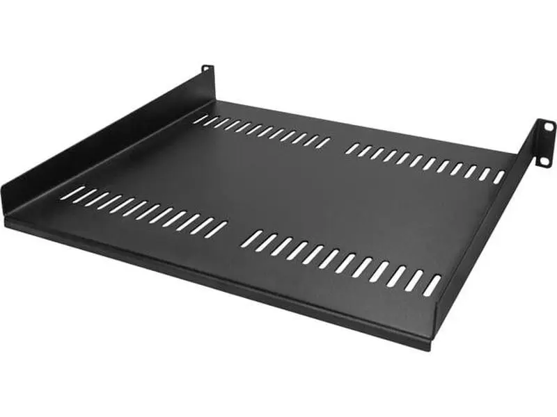 Startech 1U Vented Fixed-Mount Rack Shelf Organiser - Durable Storage System, 16in Deep, 15 - 20 Kg Capacity, Vented Airflow, Lowers Temperatures, for Server & Home Storage