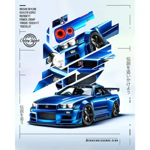Skyline R34 GTR V Spec ‘Godzilla’ Artwork  16x20