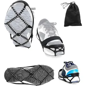 Ice Cleats, Highly elastic Traction Cleats Grippers with tape Straps and Storage Bag, Anti Slip Walk Traction Cleats  Hiking Walking on Snow and Ice