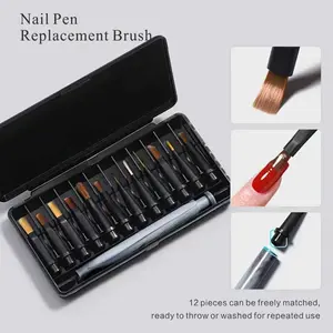 12-Piece Multifunctional Nail Brush Set with Replaceable Heads, Ideal for Nail Art, Manicure, Nail Care, Adhesives, Ombre Effects and DIY Projects, Manicure Kit, Nail Art Tool