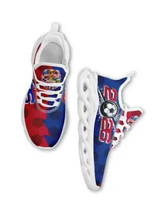 Men's USA 2026 Soccer Red Blue Color Block Soccer Ball Print Lace-Up Low Top Sports Shoes, Classic Chunky Sneakers, Comfortable Running Walking Casual Shoes, Perfect for Match Days Fan Events, Breathable Plus Size