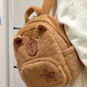 Cute Capybara Plush Backpack-Soft, Not Waterproof, with Zipper Closure, Suitable for Girls and Students-Perfect Christmas Gift