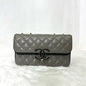 Pre-owned CHANEL Lambskin Quilted Small CC Chic Flap Grey Dark Navy |21503044