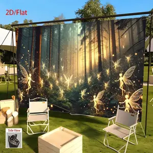 2D Flat Banner Photo Booth Prop, Fairy Forest Wall Art Background, Perfect for Midsummer Festival, Birthday, Home Decor, No Power Needed