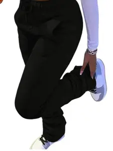 Women's Stacked Baggy Sweatpants Y2K Drawstring Waist Flared Jogger Pants