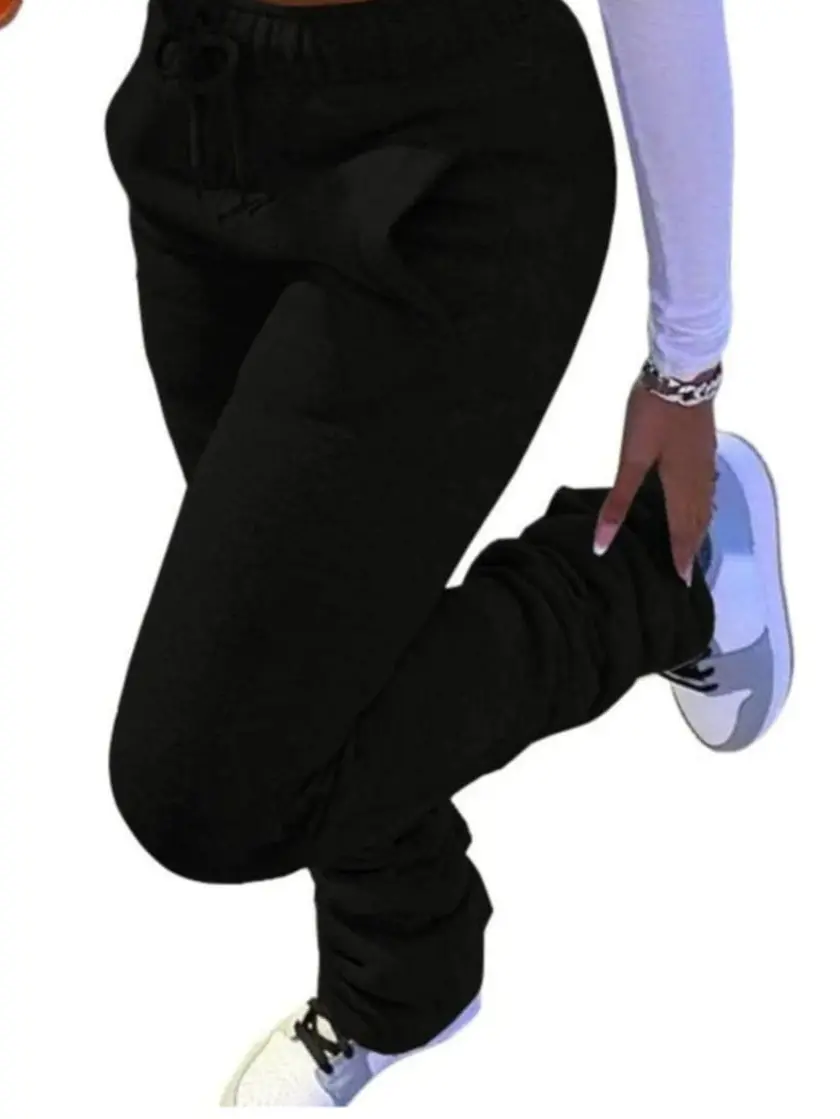 Women's Stacked Baggy Sweatpants Y2K Drawstring Waist Flared Jogger Pants