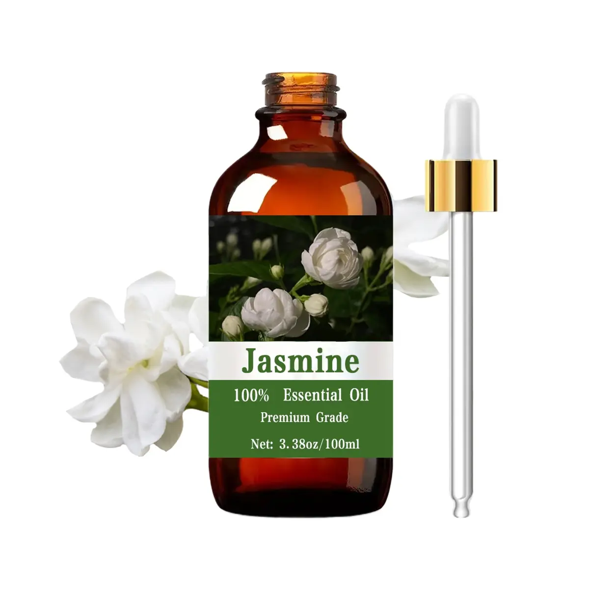 Jasmine Essential Oil 100ML/3.38oz, Pure Perfume Grade, Premium Grade, Hair, Skin & Body Care, Fragranced Body Oil, Massage, Diffuser, Cleaning, Natural Scent, Long-Lasting Moisturizing