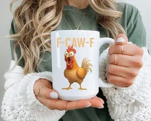 Fun Mug Funny F-Caw-ny Chicken Coffee Mugs Chicken Meme Farm Mugs Humorous Coffee Mug Funny Adult Humor Mug Farm Animal Mug