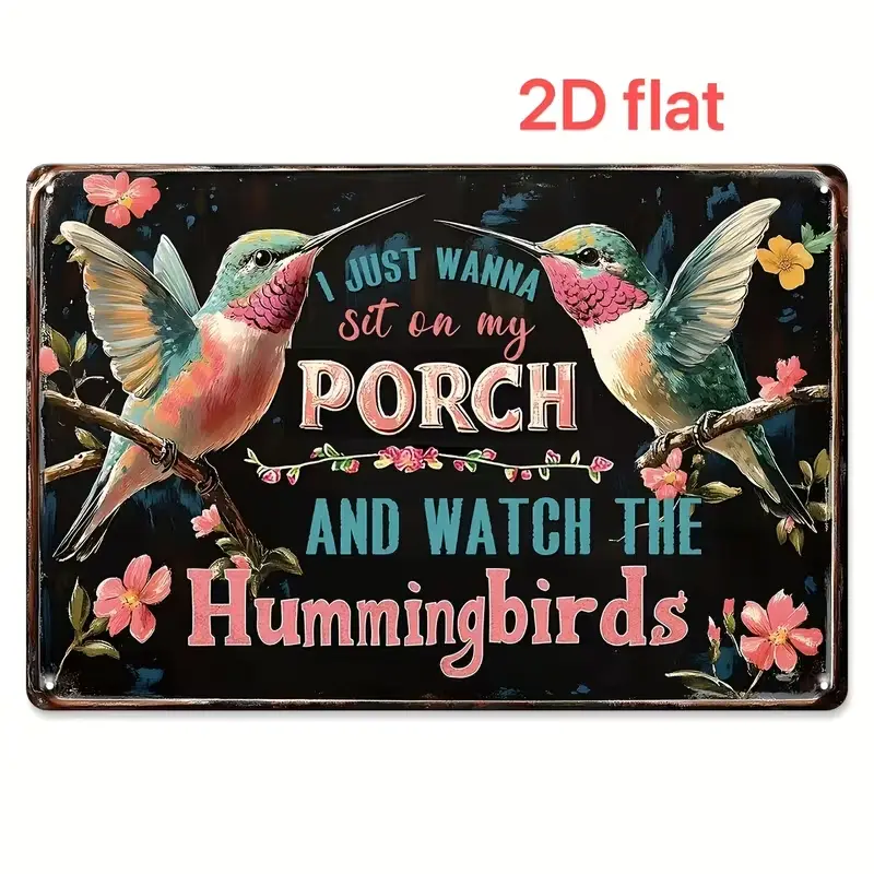 Dual Hummingbirds Metal Home Wall Art - Vintage Floral Decorative Artwork, Bedroom Art, Wall Picture Decor, Ideal Gift for Bird Lovers