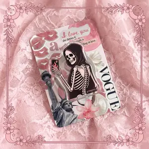 Cute Skeleton Selfie Phone Grip | Pastel Goth Grim Reaper Acrylic Holder | Spooky Season Phone Stand | Aesthetic Y2K Skull Goth Gift