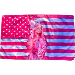 Trisha Paytas Pink Flag - American Flag Design with Chappell Roan Lady Liberty Cosplay and Pink/White Stripes