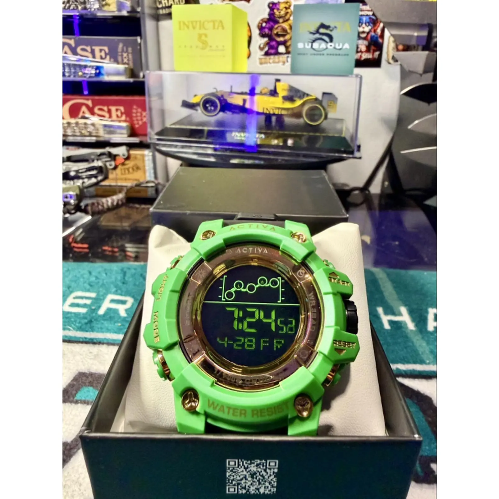 Invicta X Activa the "Hulk" Kelly Green Summit X w/ black rubber strap and gold accents  50 mm "The G-Shock Killer"