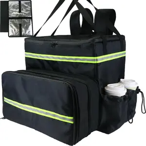 Large Insulated Food Delivery Backpack 17"x17"x16" Fits 14'' 16'' Pizzas, Motorcycle Bike Food Delivery Bag with 4 Pockets for Uber Eats Doordash