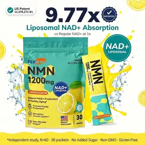 FLYNEW NMN Anti-Aging Drink Mix - Restore Energy & Skin Vitality, 30 Packets Lemon Flavor, Liposomal NAD+ Supplement