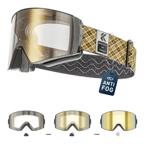 KAPVOE Magnetic Ski Goggles Snowboard Goggles for Men Women Youth OTG Snow Goggles Anti Fog 1OO% UV Protection Over Glasses