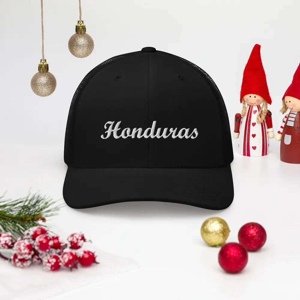 Gorra estilo camionero con frase de honduras