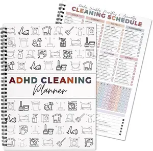 Cleaning Schedule for Adults and Teenagers, ADHD Cleaning & Organization Schedule, Cleaning Schedule and Checklist, Daily, Weekly, and Monthly Notebook Lists for Charts