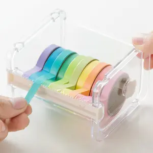Creative Washi Tape Cutter Set: The Perfect Stationery Tool for Students - Transparent Tape Holder, Tape Dispenser & More! Multifunctional Stationery Cutting Supplies