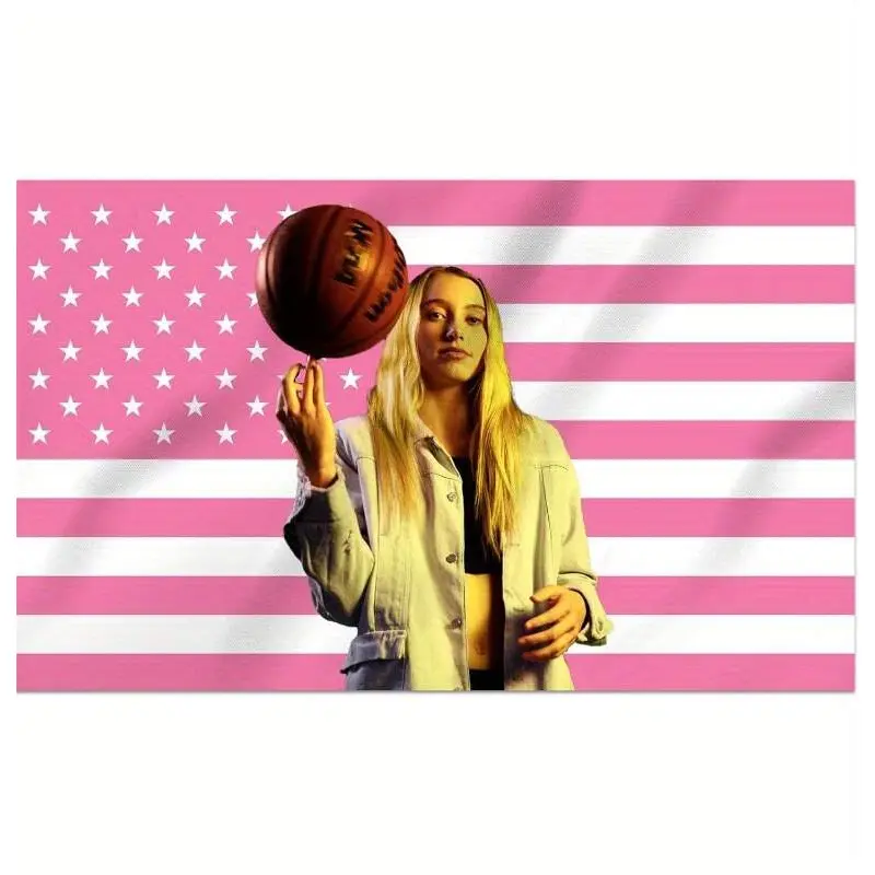 1pc Paige Bueckers Basketball Decorative Tapestry (91.44x152.4cm) - American Design with Pink Stars, Durable Fabric, 2 Brass Grommets, Colorful Patterned Wall Decor for College Dorms, Sports Indoor Decor & Classroom, Colorful Tapestry For Classroom, Patte