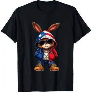 Cool Bunny Puerto Rican Flag Hoodie Outfit Vibes Boricua T-Shirt