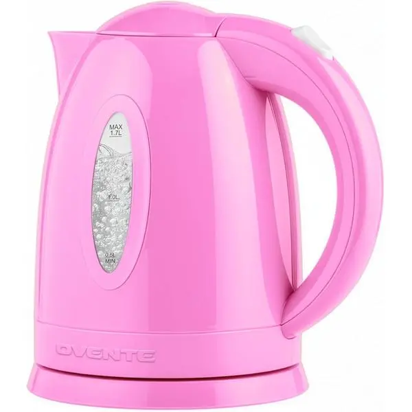 OVENTE 1.7L Electric Kettle with 1100W Fast Boiling Water, Pink KP72P | Best For Coffee or Tea, BPA-Free, Water Level Gauge, Auto Shut-Off, Indicator Light, Boil-Dry Protection & Removable Filter