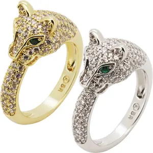 14k Yellow/White Gold Plated AAA Cubic Zirconia Panther Ring