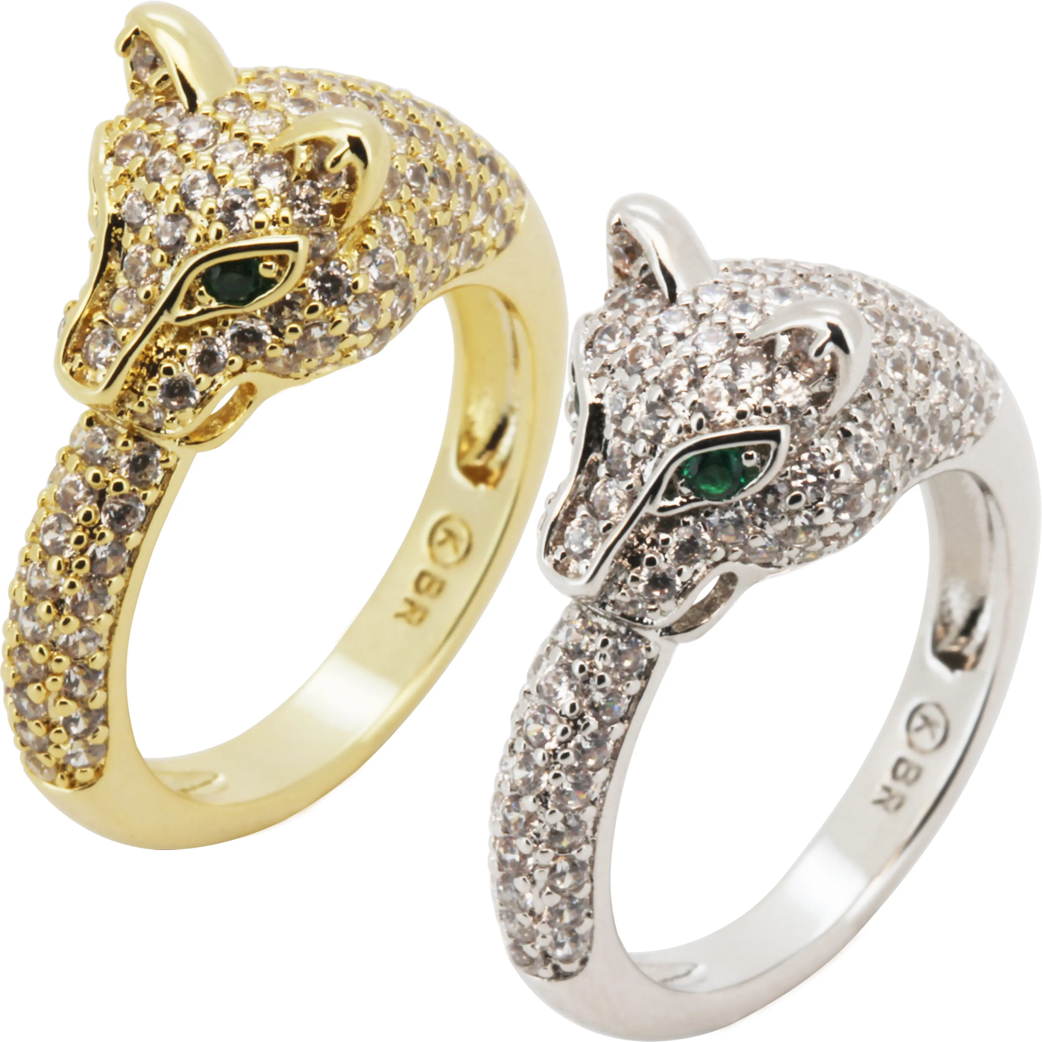 14k Yellow/White Gold Plated AAA Cubic Zirconia Panther Ring