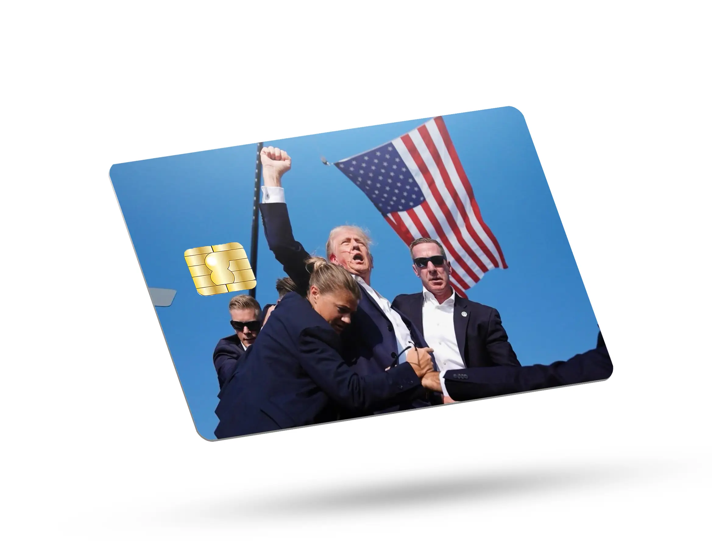 Trump Rally Attack Credit Card Skin - Decorative Cover with Political Images