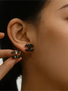 1 Pair Fashionable Elegant Minimalist Luxury High-End Copper Inlaid Cubic Zirconia Earrings For Women, Daily Wear, Cubic Zirconia Designs