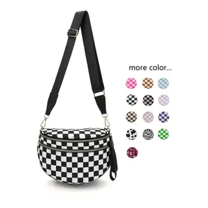 Fashionable Plaid Pattern, Casual Multi-layer Zipper Chest Bag for Women & Men, Fashionable Sling Bag for Daily Use, Checkered Bum Bag