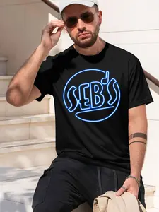 SEBS 2026 new model Black/White Tee Stylish & Comfortable Loose Crew Neck Short Sleeve T-shirts Versatile On Trend Eye Catching Printed Graphic Casual Tee for Daily Wear Outings & Leisure