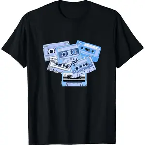 100% Cotton  Unisex Blue Tapes Light Blue Graphic T-Shirt