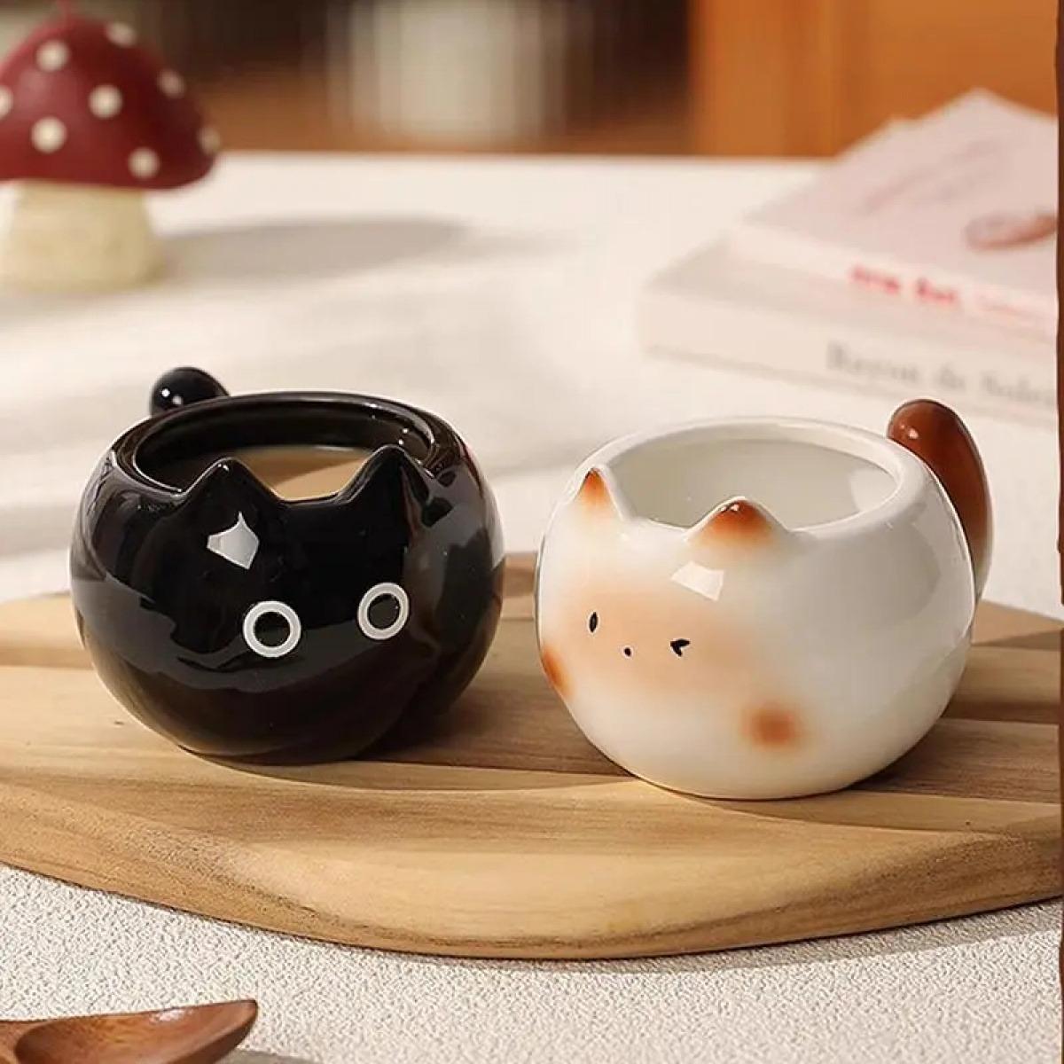 Free shipping3pc Cute Siamese Cat Coffee Cup, Creative Adorable Kitty Mug, High-Quality Elegant Cup, Perfect for Cafes, Office, Living Room, Bedroom, Tea Time Gift, Coffee Cups Gift