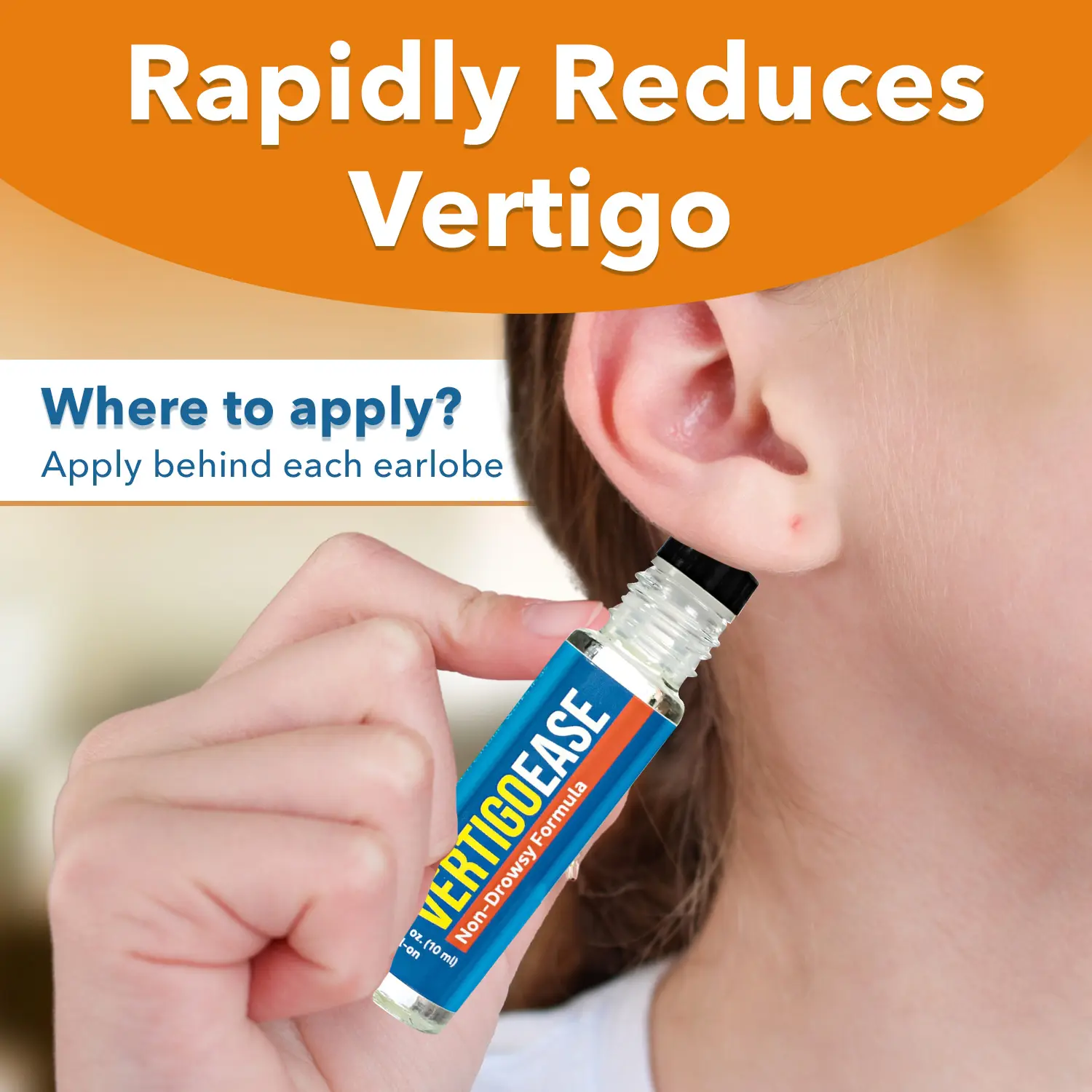 Vertigo Ease Aromatherapy Roll-on by Basic Vigor- Essential Oils for Dizziness & Nausea - Lavender, Frankincense, Ginger, Peppermint - 10ml - Made in USA. HSA/FSA Eligible