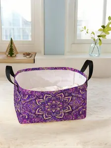 Floral Pattern Storage Basket with Handle, Multi-functional Storage Basket, Foldable Clothes Storage Basket, Bag Insert for Living Room, Bathroom, Kitchen